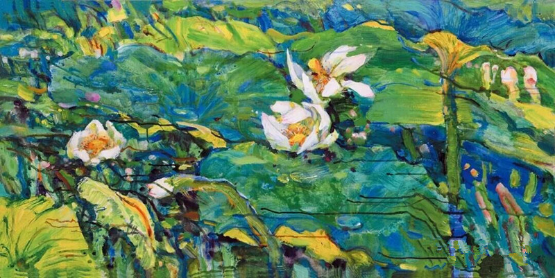 田克盛/荷花芭蕾/75×150cm/布面油画