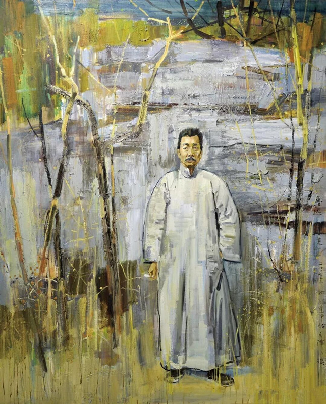 孙建平/石在，火种是不会灭的——鲁迅/160×130cm/布面油画