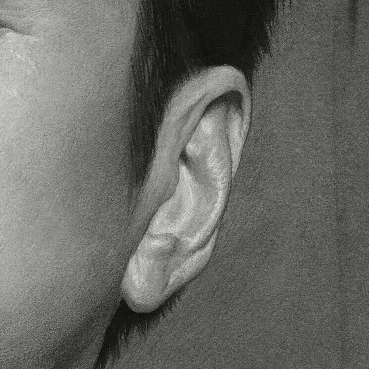 刘斌素描作品《老顽童——哈林》头发