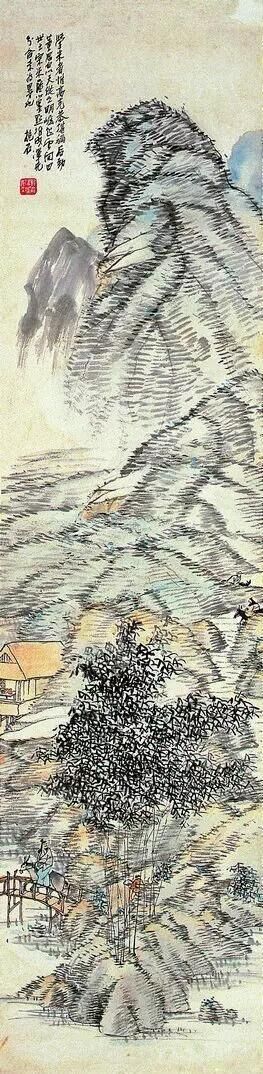 傅抱石《竹下骑驴》1925年作