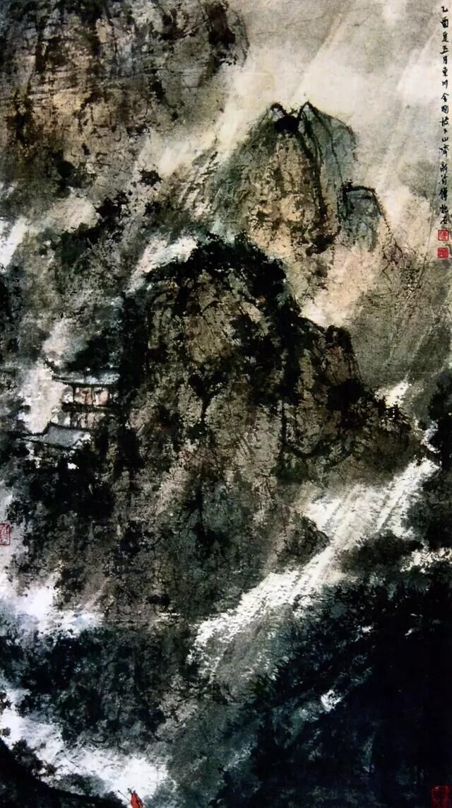 傅抱石《潇潇暮雨》1945年作