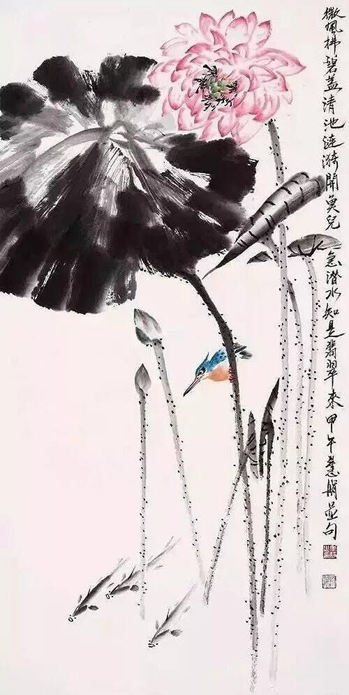 齐慧娟作品《微风拂碧盖，清池涟漪开，鱼儿急潜水，知是翡翠来?！? /><br />
</span> 
</p>
<p style=