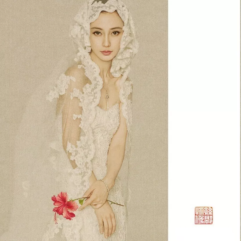 画家孙郡工笔人物画《Angelababy（杨颖）》