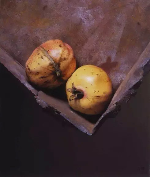 冷军写实油画静物作品《石榴》