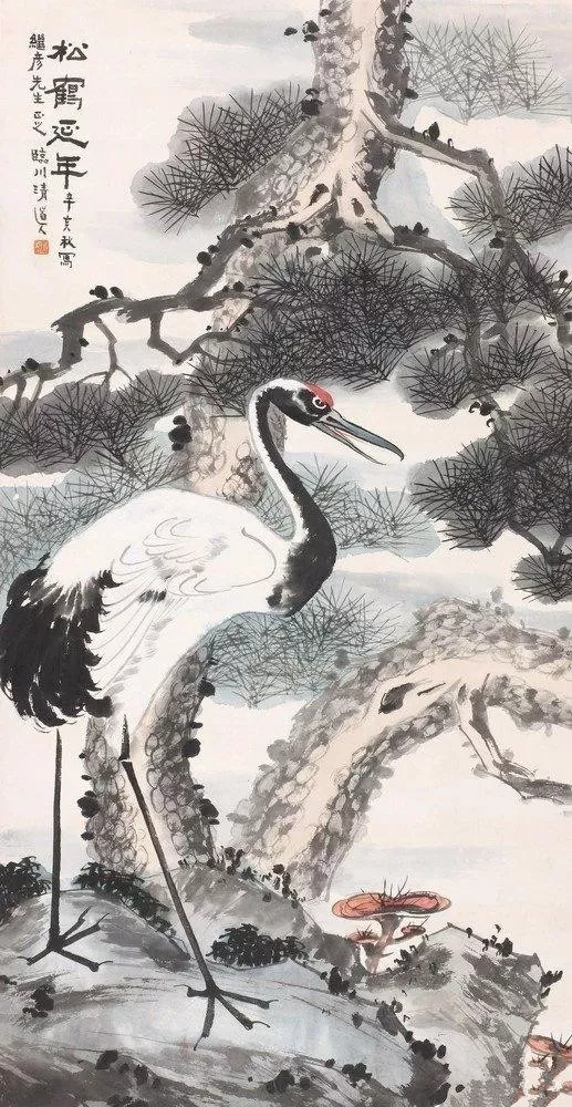 仙鹤的国画写意画法