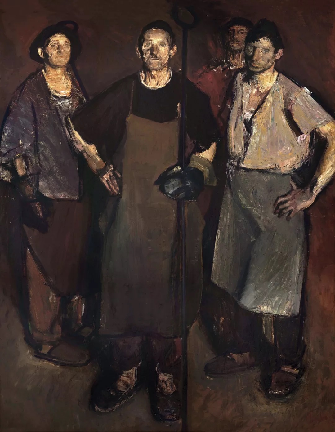 油画大师巴巴作品《炼钢工人》1960年布面油画173X137cm1罗马尼亚国家艺术博物馆藏