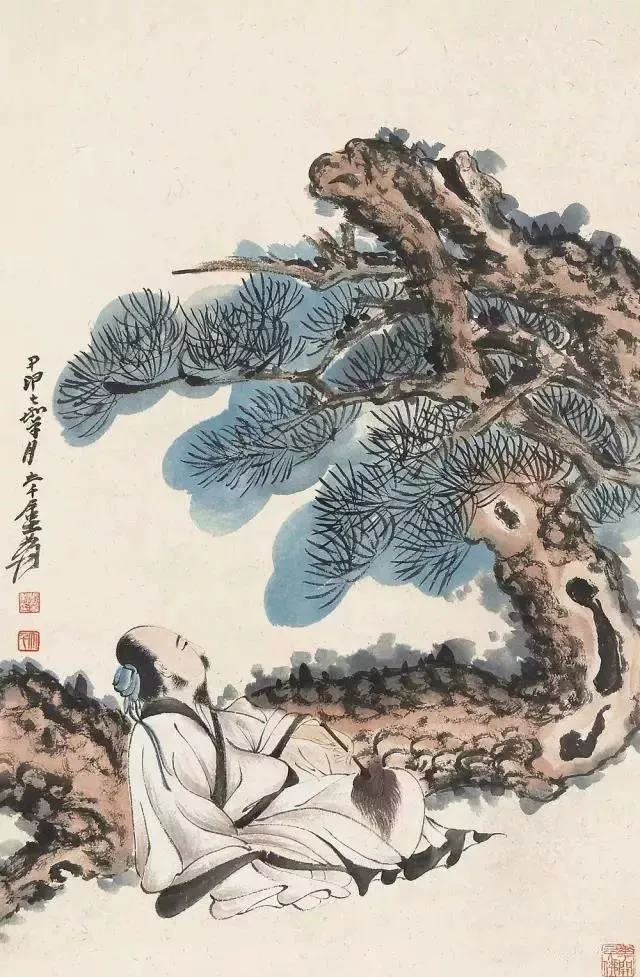 张大千笔下的松荫高士图2