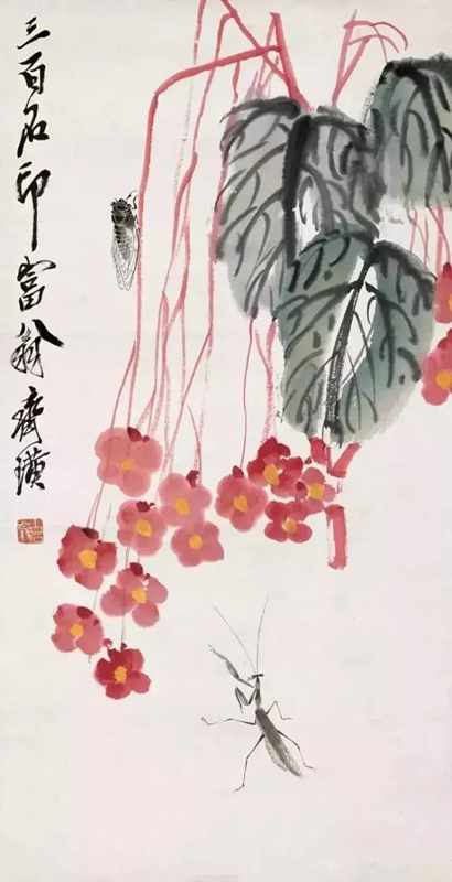 齐白石画的蝉【芋叶海棠】
