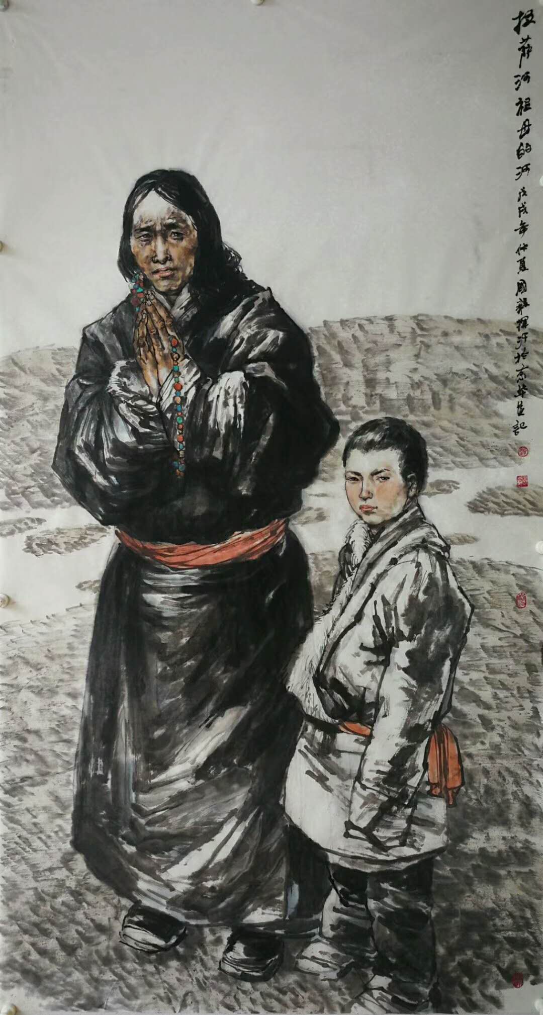 赵国毅人物画作品展作品《拉萨河祖母的河》