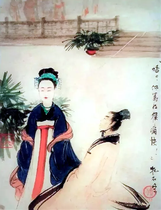 傅抱石《武则天审讯太子李贤》“唔？你骂得很痛快！”