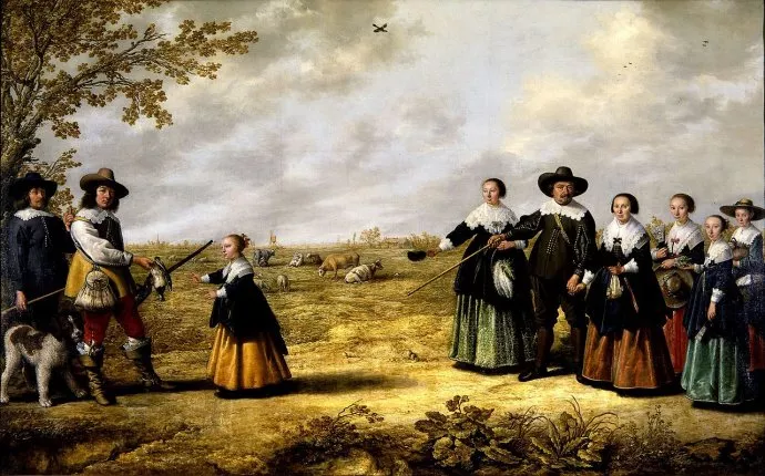 阿尔伯特·克伊普 Aelbert Cuyp 油画作品欣赏《风景中的一个家庭》