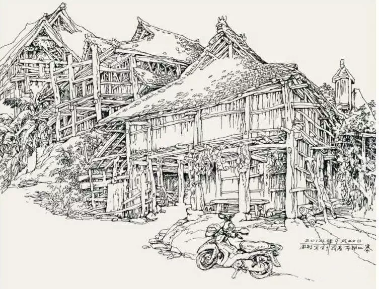 阎敏速写山水画作品欣赏