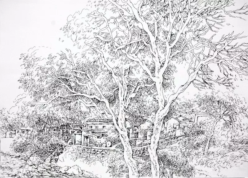 阎敏速写山水画作品欣赏