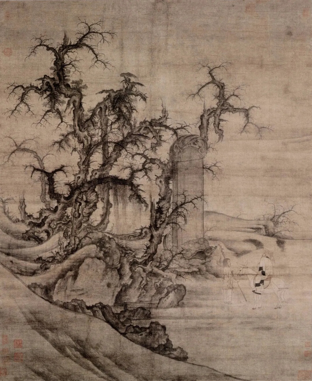 李成 读碑窠石图