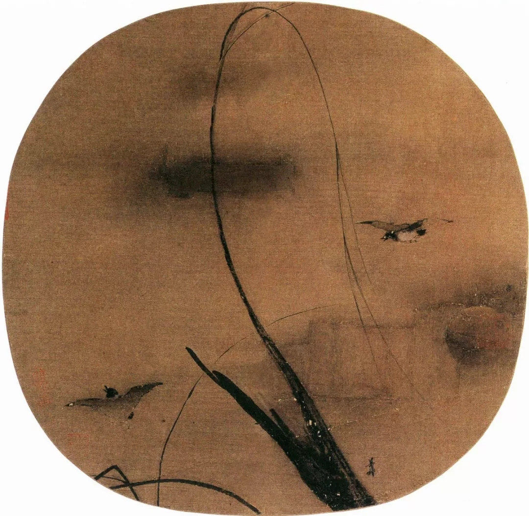 梁楷 《秋柳双鸦图》