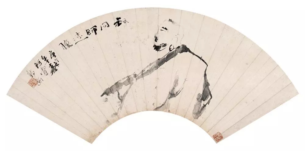 潘天寿作品《叔同师造像》