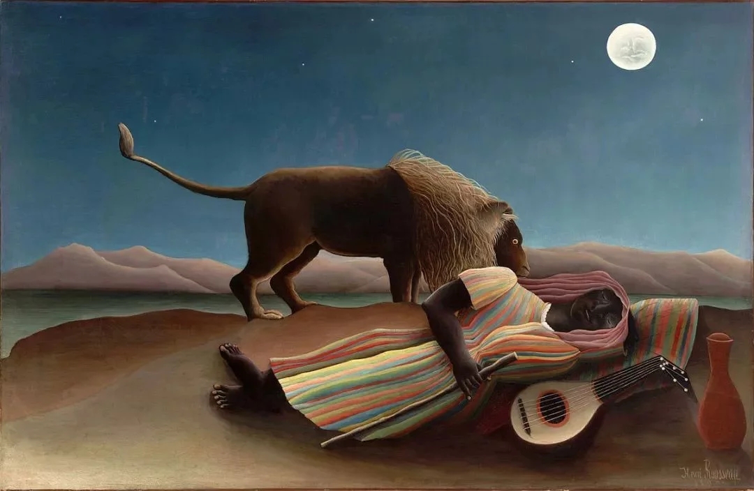世界经典油画-亨利? 卢梭《沉睡的吉普赛人》The sleeping gypsy Henri Rousseau