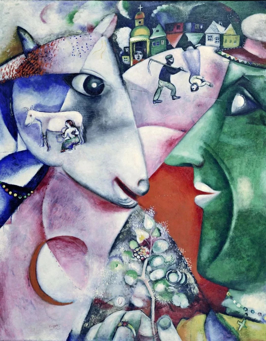 世界经典油画-马克? 夏加尔《我与村庄》I and VillageMarc Chagall