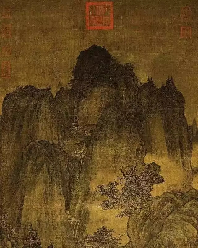 五代 关仝·秋山晚翠图 绢本设色 140.5×57.3cm 台北故宫博物院藏 五代 关仝·秋山晚翠图 绢本设色 140.5×57.3cm 台北故宫博物院藏