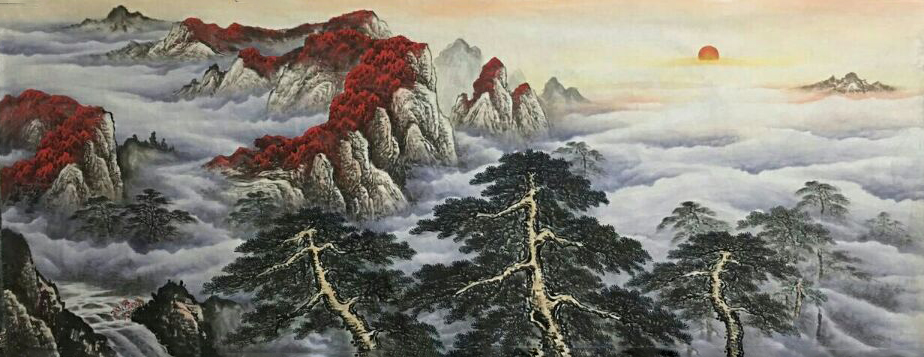 泼彩山水画